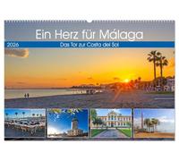 Ein Herz für Málaga (Wandkalender 2026 DIN A2 quer), CALVENDO Monatskalender: Zauberhafte Impressionen von Málaga - das Tor zur Costa del Sol