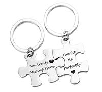 Ein Herz Porte-clés puzzle pour couple, amies, partenaires, porte-clés d'amour, pendentif You are My Missing Piece - Cadeau pour petit ami, petite amie, amoureux, argenté, 30mm