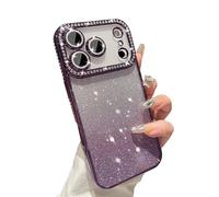 Einaily Transparent Coque pour iPhone 17 Pro, Protection de l'objectif améliorée, Souple Pailletée en TPU Silicone Bumper Antichoc et Imperméable Brillant Étui de Protection pour Femmes et Filles