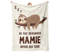 Einanmut Cadeau Mamie，50x60 Pouces Couverture 100% Polyester - Motif Paresseux Marron -Cadeau Mamie - Cadeau Anniversaire Mamie, Idee Cadeau Mamie pour Regarder la TV, Travailler ou Se Détendre