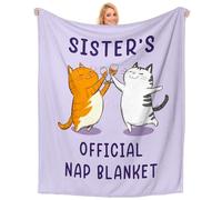 Einanmut Couverture violette avec chat mignon pour une sœur, 152,4 x 127 cm, cadeau unique pour sœur, meilleure sœur de la part de sœurs, pour remise de diplôme, mariage, Noël