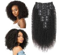 EINbeauty Kinky-Curly Clips Extension a Clip Cheveux Naturel 240g-16pcs Invisibles à Clip Human Hair Clips ins Perruques Pour Femmes Noires Clip Extension Brazilian Virgin Cheveux 20"+22"