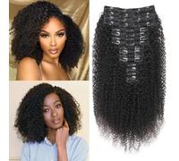 EINbeauty Kinky-Curly Clips Extension a Clip Cheveux Naturel 240g-16pcs Invisibles à Clip Human Hair Clips ins Perruques Pour Femmes Noires Clip Extension Brazilian Virgin Cheveux 14"+16"
