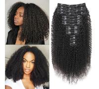EINbeauty Kinky-Curly Clips Extension a Clip Cheveux Naturel 240g-16pcs Invisibles à Clip Human Hair Clips ins Perruques Pour Femmes Noires Clip Extension Brazilian Virgin Cheveux 16"+18"