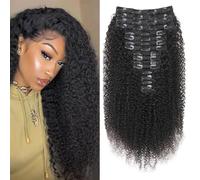 EINbeauty Kinky-Curly Clips Extension a Clip Cheveux Naturel 240g-16pcs Invisibles à Clip Human Hair Clips ins Perruques Pour Femmes Noires Clip Extension Brazilian Virgin Cheveux 22"+24"