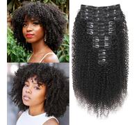EINbeauty Kinky-Curly Clips Extension a Clip Cheveux Naturel 240g-16pcs Invisibles à Clip Human Hair Clips ins Perruques Pour Femmes Noires Clip Extension Brazilian Virgin Cheveux 10"+12"