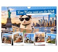 Eine Katze reist um die Welt (Wandkalender 2027 DIN A4 quer), CALVENDO Monatskalender: Begleite eine charmante Katze auf einer unvergesslichen Weltreise.