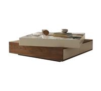 EINES Table basse de salon, table basse, assiette en pierre tournante, carrée, simple, petit appartement, en bois massif, pour la maison, table à thé Tables latérales