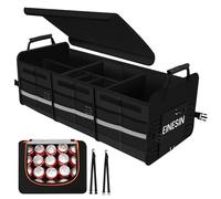 Einesin Rangement Coffre de Voiture Organisateur Coffre 88L avec 22L Sac Isolant Amovible, 7 Compartiments Ajustables, Sac De Rangement Pliable avec Couvercle, Fond Antidérapant