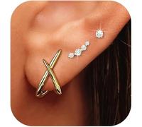 Einfache puces d'oreilles diamants en zircon, ensemble de boucles d'oreilles dorées, hypoallergéniques, élégantes pour un usage quotidien ou comme cadeau