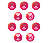 Einfachsachen - Lot de 10 autocollants NFC en anglais “Follow us” pour Instagram - 3 cm, autoprogrammables, sans contact, réinscriptibles, surface époxy brillante, adhésif 3M