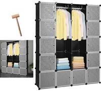 EINFEBEN 20 cubes armoire système d'étagères penderie penderies en plastique noir DIY facile à monter penderie ouverte pour livres jouets serviettes