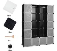 EINFEBEN 20 cubes Système d'étagères Penderie Penderie noire en plastique DIY facile à monter Penderie ouverte pour livres Jouets Serviettes
