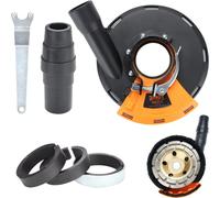 EINFEBEN Capot d'aspiration pour meuleuse d'angle Ponceuse à béton Fraiseuse à béton Accessoires pour nettoyeur haute pression 125 mm Béton avec couronne de brossage Aspiration des poussières meule di