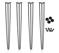 EINFEBEN Hairpin Legs Lot de 4 pieds de table en épingles à cheveux Noir 72 cm 3 barres pour bureau, table à manger