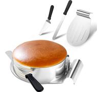 EINFEBEN Kit à tarte Pelle à tarte 4 pièces en acier inoxydable Coupeuse à tarte- 23-30cm de diamètre Anneau à tarte Coupeuse à tarte Aide à la coupe pour la cuisine Cuire et décorer