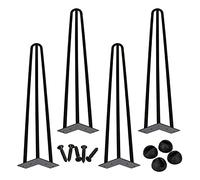 Einfeben - Lot de 4 pieds de table en épingles à cheveux - Robustes, vintage - Pour table basse, table à manger - En métal - Pour table et armoire, interchangeables - 40 cm, 3 entretoises