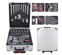 EINFEBEN Mallette à outils 1031 pièces en aluminium Caisse à outils remplie Set verrouillable Sac à outils Trolley à 4 niveaux Valise à roulettes..