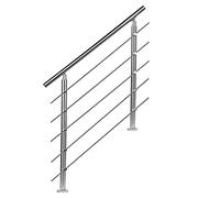 Einfeben - Rampe d'escalier, 120 cm, Diamètre 42 mm, pour balustrade, balcon, jardin intérieur et extérieur, main courante en acier inoxydable avec 5 entretoises
