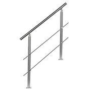 Einfeben - Rampe d'escalier, 120 cm, Diamètre 42 mm, pour balustrade, balcon, jardin intérieur et extérieur, main courante en acier inoxydable avec 2 entretoises