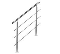 Einfeben - Rampe d'escalier en acier inoxydable, 150 cm, avec 3 entretoises, pour balustrade, balcon, intérieur et extérieur