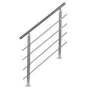 Einfeben - Rampe d'escalier en acier inoxydable, 150 cm, avec 4 entretoises, pour balustrade, balcon, intérieur et extérieur