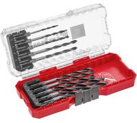 Original Einhell S-CASE 10 pcs. set de mèches à bois (à deux spirales, en acier à outils C45 laminé, tige E 6.3, affûtage 3 points, pointe de centrage, y compris boîte de rangement)