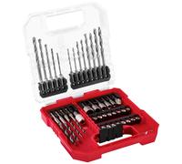 Einhell 109053 40 pièces Assortiment de forets et d'embouts métal, Pierre, Béton, bois, Brique 3 mm, 4 mm, 5 mm, 6 mm, 8 mm