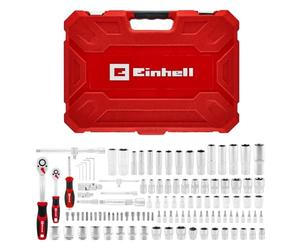 Einhell 110 pièces jeu de douilles et de cliquet | Jeu de douilles | cliquets | assortiment d'embouts | manche de tournevis | clés mâles | coffret inclus