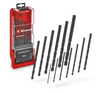 Einhell 13 pièces jeu de forets métal HSS-R, Ø 1,5-6,5 mm | Acier HSS 4241 | finition brunie noire | Split Point 135° | spirale N laminée | queue cylindrique | coffret incl.