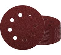 Einhell disques abrasifs, Ø 125 mm, grain 180, 50 pièces (oxyde d’aluminium, fixation auto-agrippante, 8 trous, Ø 125 mm, entraxe 65 mm, alésage 10 mm, pour bois et métal)