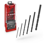 Original Einhell 6-pièces HSS-R set de forets à métaux (HSS 4241 acier, noir bruni, 135° pointe de perçage, spirale laminée type N, tige ronde y compris cassette de rangement)