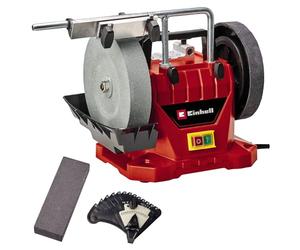Einhell Affûteuse à eau TC-WG 200 | 125 W | pierre Ø 200 mm | disque de démorfilage cuir | réservoir inox | jauge d’angle | dispositif universel