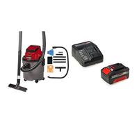 Einhell Aspirateur eaux et poussières sans fil TC-VC 18/15 Li-Solo (li-ion, 18 V, 15 L, 4 roulettes, vendu avec flexible d’aspiration et plusieurs filtres) avec Chargeur et Batterie 4,0Ah