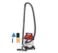 Einhell Aspirateur eaux et poussières TC-VC 1812/1 S (1 250 W, 180 mbar, 4 roulettes, cuve de 12 l, avec suceur plat et brosse combinée, filtre en mousse, sac collecteur de poussière et sac filtrant)