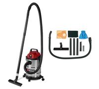 Einhell Aspirateur eaux et poussières TC-VC 2045 S (900 W, capacité d’Aspiration de 180 mbar, cuve en INOX de 20 l, roulettes, Supports d’Accessoires, avec Divers filtres et Accessoires)