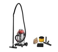 Einhell Aspirateur eaux et poussières TC-VC 3055 SA (900 W, 190 mbar, prise de courant asservie, cuve en inox de 30 l, roues et roulettes, avec accessoires, filtres et sac collecteur de poussière)