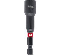 Einhell Clé à douille hexagonale à impact magnétique avec tige 1/4" E 6.3, 10 mm, (chrome vanadium, zone de torsion, aimant permanent, anneau de couleur rouge)
