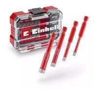 Original Einhell XS-CASE Jeu de 4 forets diamantés pour carrelage (coupe à sec, garniture diamantée de 7 mm, remplissage paraffine, bord de coupe turbo super fin, tige E 6.3, boîte de rangement)