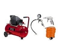Einhell Compresseur TC-AC 190/50/8 (1500W, max. 8 bar, lubrification à l'huile, réservoir de 50L, soupape de sécurité/antiretour, vis de vidange f. Entretien, support caoutchouté) + Kit 3 accessoires
