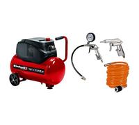 Einhell Compresseur TC-AC 200/24/8 OF (1200W, max 8 bar, réducteur de pression, moteur sans huile ni entretien, 24L, support amorti aux vibrations, clapet anti-retour/sécurité) + Kit 3 accessoires
