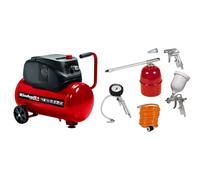 Einhell Compresseur TC-AC 200/24/8 OF (1200W, max 8 bar, réducteur de pression, moteur sans huile ni entretien, 24L, support amorti aux vibrations, clapet anti-retour/sécurité) + Kit 5 accessoires