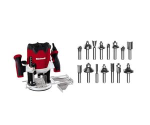 Einhell Défonceuse électrique TE-RO 1255 (1200 W, Longueur du câble d'alimentation : 3 m, Revêtement SoftGrip, Livré avec accessoires) + Kit de 15 fraises