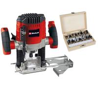 Einhell Défonceuse TC-RO 1155 Kit (1 100 W, pinces de serrage Ø 6 et 8 mm, variateur de vitesse, butée parallèle, adaptateur d’aspiration, avec accessoires et diverses fraises)