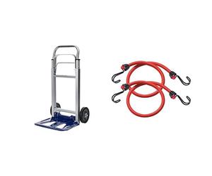 Einhell Diable Pliant - Cadre en Aluminium, Guidon Extensible & Master Lock 3020EURDAT Tendeurs avec Crochet [Pack de 2 Tendeurs] [Crochet Inversé] - Idéal pour Le Transport de Charges