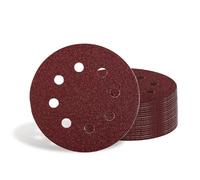 Einhell disques abrasifs, Ø 125 mm, grain 180, 50 pièces (oxyde d’aluminium, fixation auto-agrippante, 8 trous, Ø 125 mm, entraxe 65 mm, alésage 10 mm, pour bois et métal)