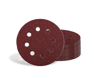 Einhell disques abrasifs, Ø 125 mm, grain 180, 50 pièces (oxyde d’aluminium, fixation auto-agrippante, 8 trous, Ø 125 mm, entraxe 65 mm, alésage 10 mm, pour bois et métal)