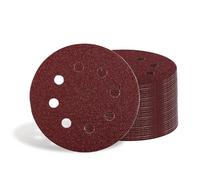 Einhell disques abrasifs, Ø 125 mm, grain 80, 100 pièces (oxyde d’aluminium, fixation auto-agrippante, 8 trous, Ø 125 mm, entraxe 65 mm, alésage 10 mm, pour bois et métal)