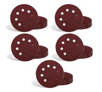 Einhell disques abrasifs, Ø 125 mm, 50 pièces (grains assortis, oxyde d’aluminium, fixation auto-agrippante, perforation, pour bois et métal)