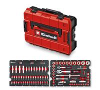 Original Einhell E-Case coffret à outils 92 pièces atelier (équipement atelier, douilles auto, accessoires d’embouts, jeu de douilles, cliquets réversibles, clés hexagonales, coffret système)